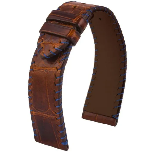 ​Leather watch strap - Yachting semi tribal stitching - Alligator