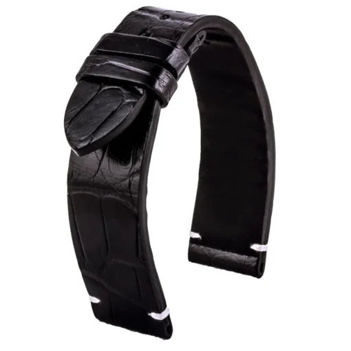 Leather watch strap - Diplomat - Black alligator