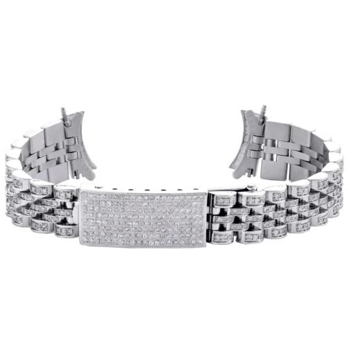 Ladies Custom Diamond Steel Jubilee Watch Band Fit 26mm 2.50 CT.