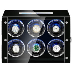 Piano Black Touch Screen LED Watch Winder for 6 Watches